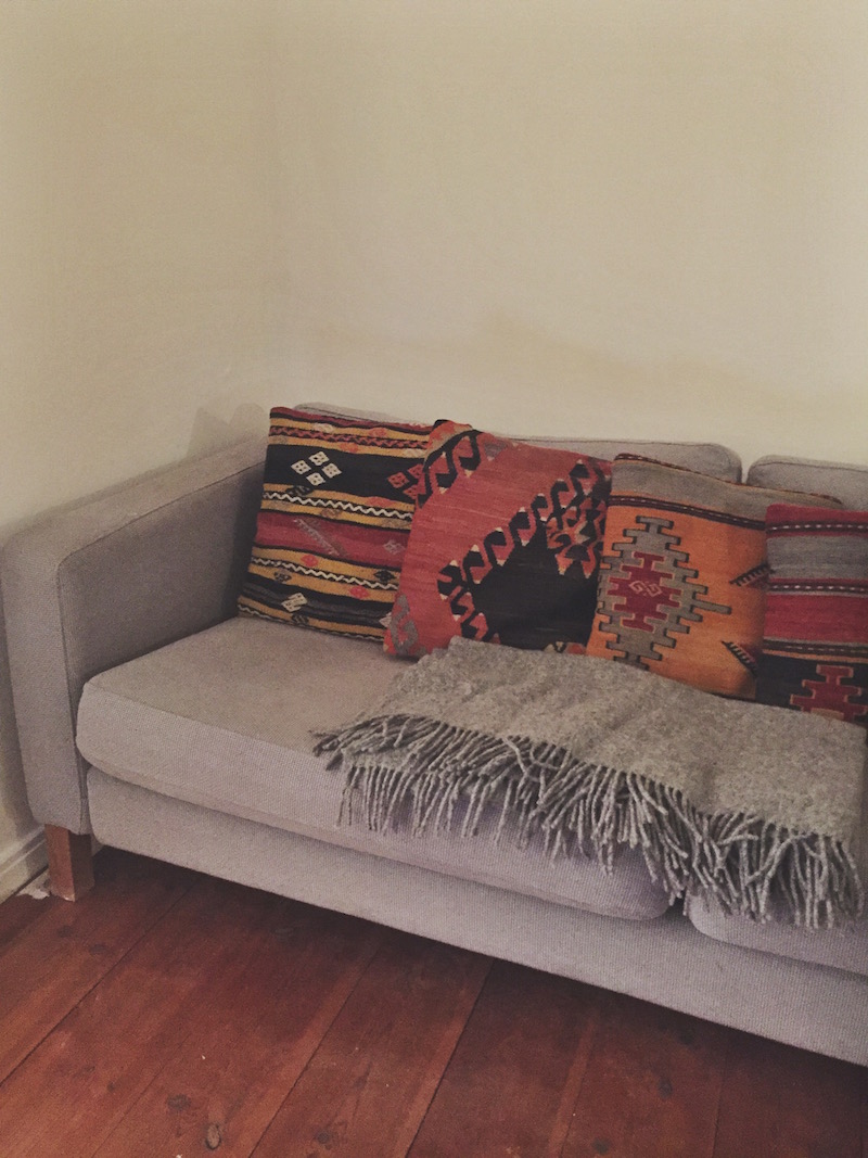 Couch and kilim pillows